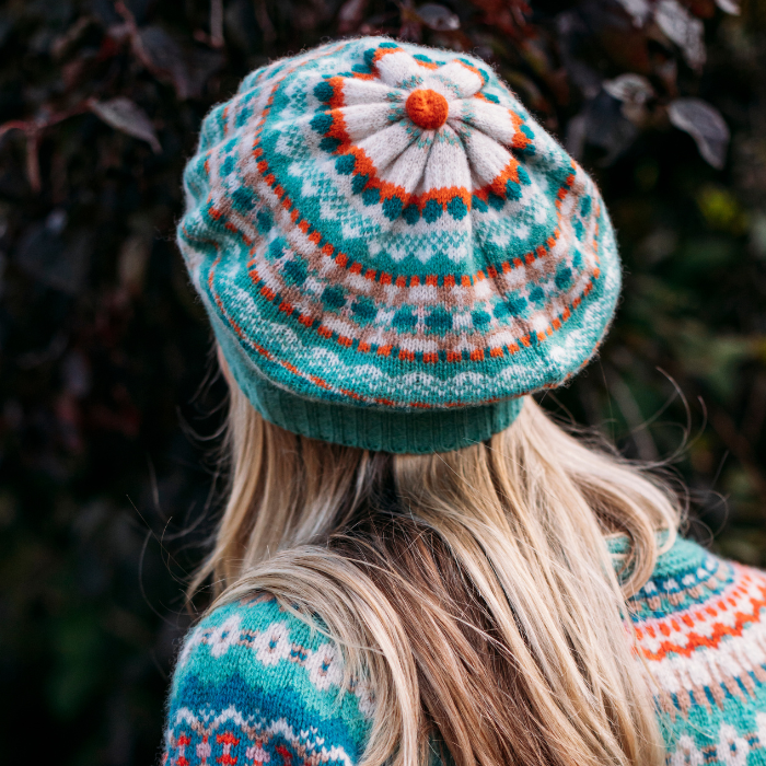 Alloa Beret Fairisle Beret ERIBE Knitwear Scotland