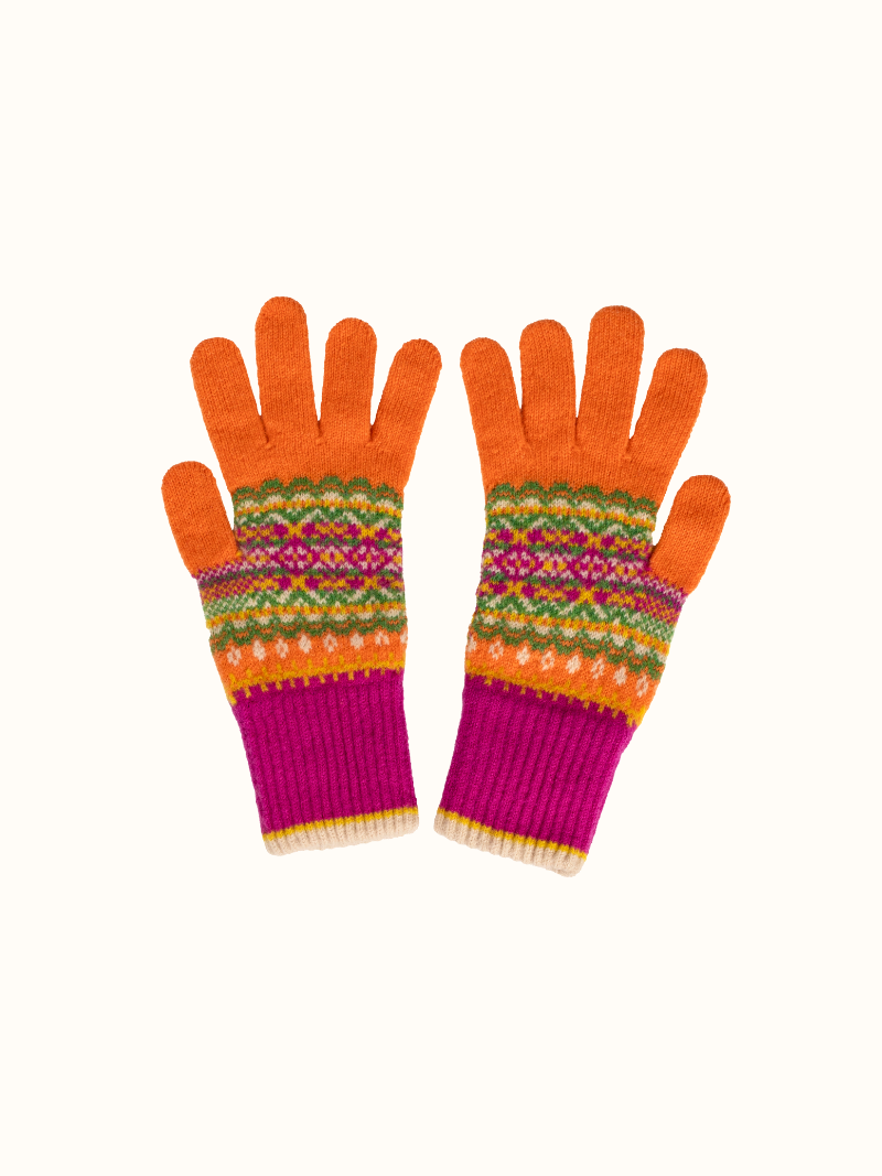 ERIBÉ Alloa Women's Merino Wool Fairisle Gloves Made in Scotland