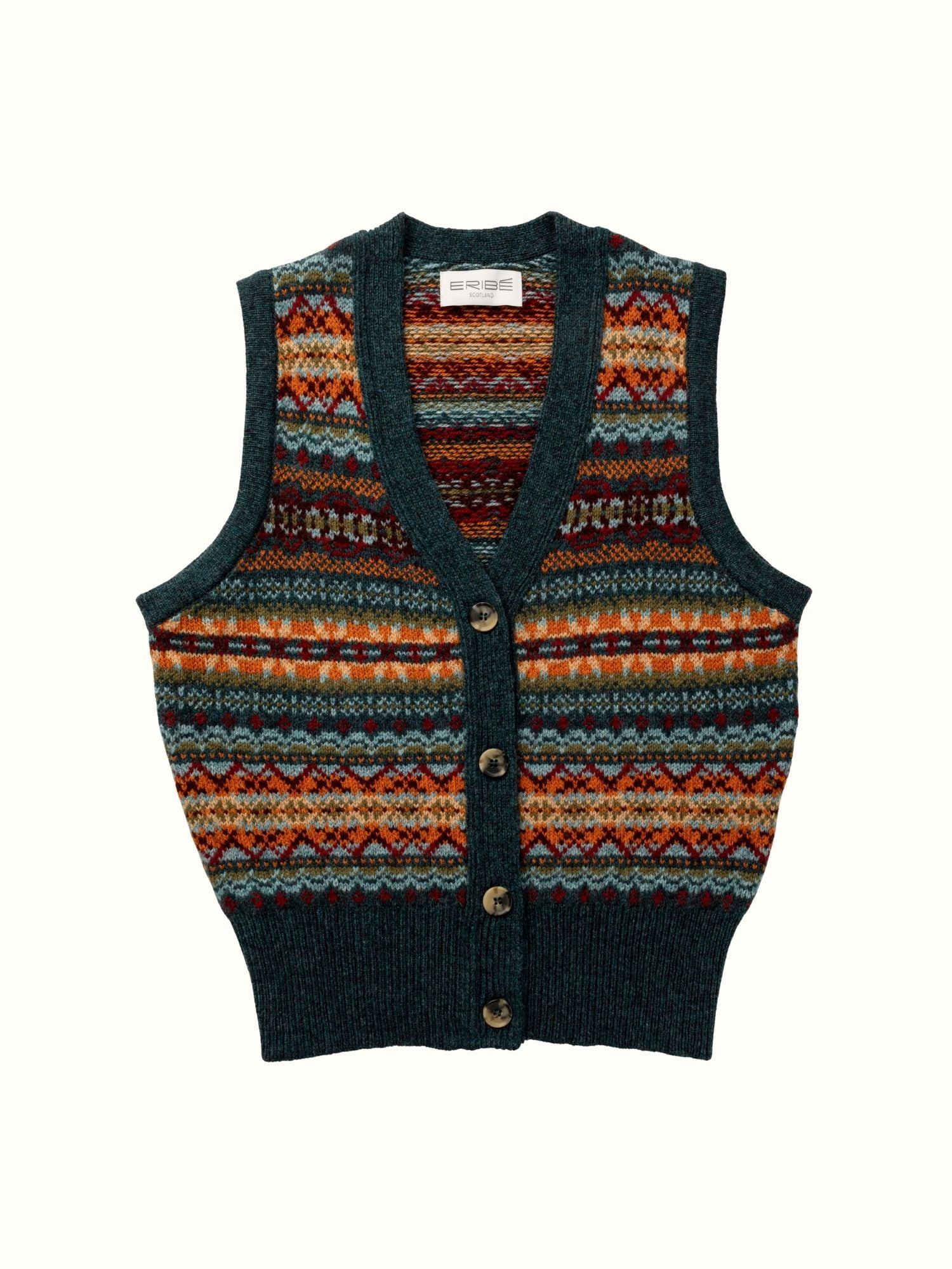 Kinross Superfine Merino Lambswool Fairisle Waistcoat in Prelude