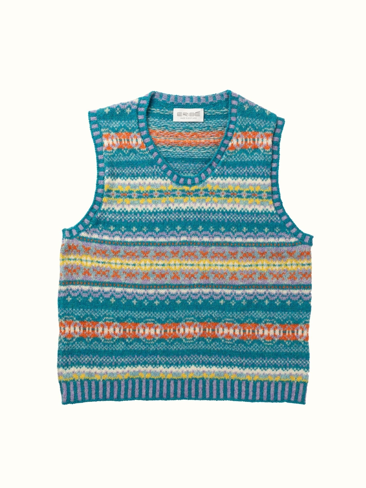ERIBÉ Westray Fairisle Wool Vest - Strachan Blue | Supersoft