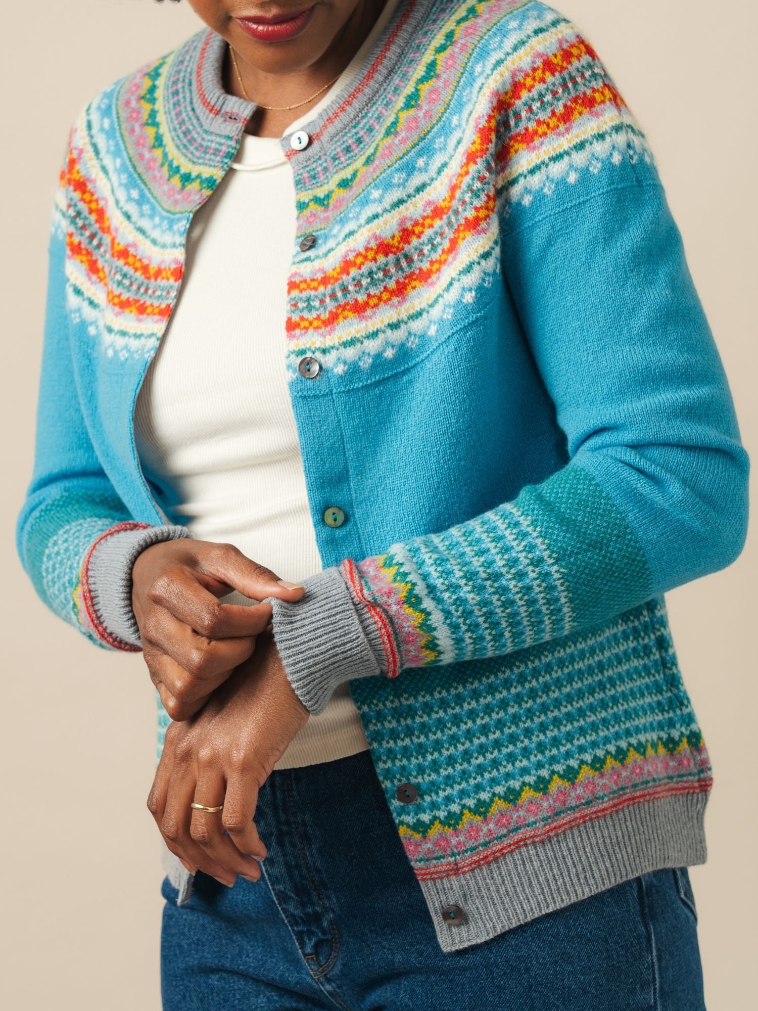 ERIBÉ Women's Alpine Cardigan Merino Wool Fairisle Yoke – ERIBÉ