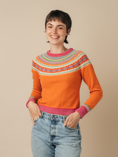 ERIBÉ Women's Alpine Short Sweater Merino Wool Fairisle Yoke