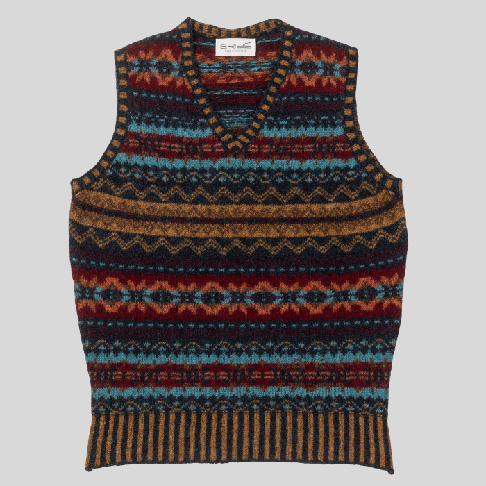 Brodie Vest | ERIBÉ Knitwear | Fairisle Vest | Made In Scotland