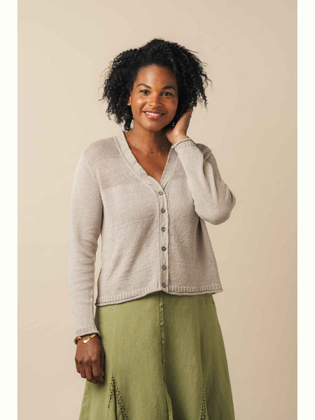Stichill Vee Neck Cardigan - Linen – ERIBÉ Knitwear