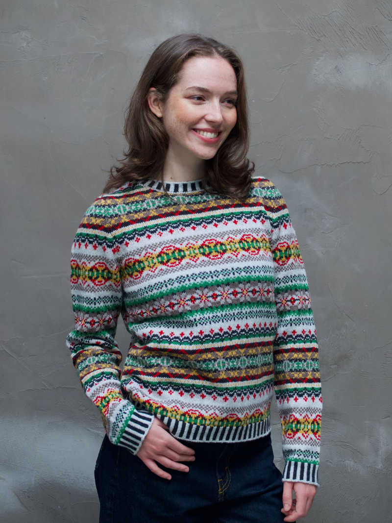 ニット/セーター mother eri ERIBÉ Women's Alpine Short Sweater Merino Wool Fairisle Yoke