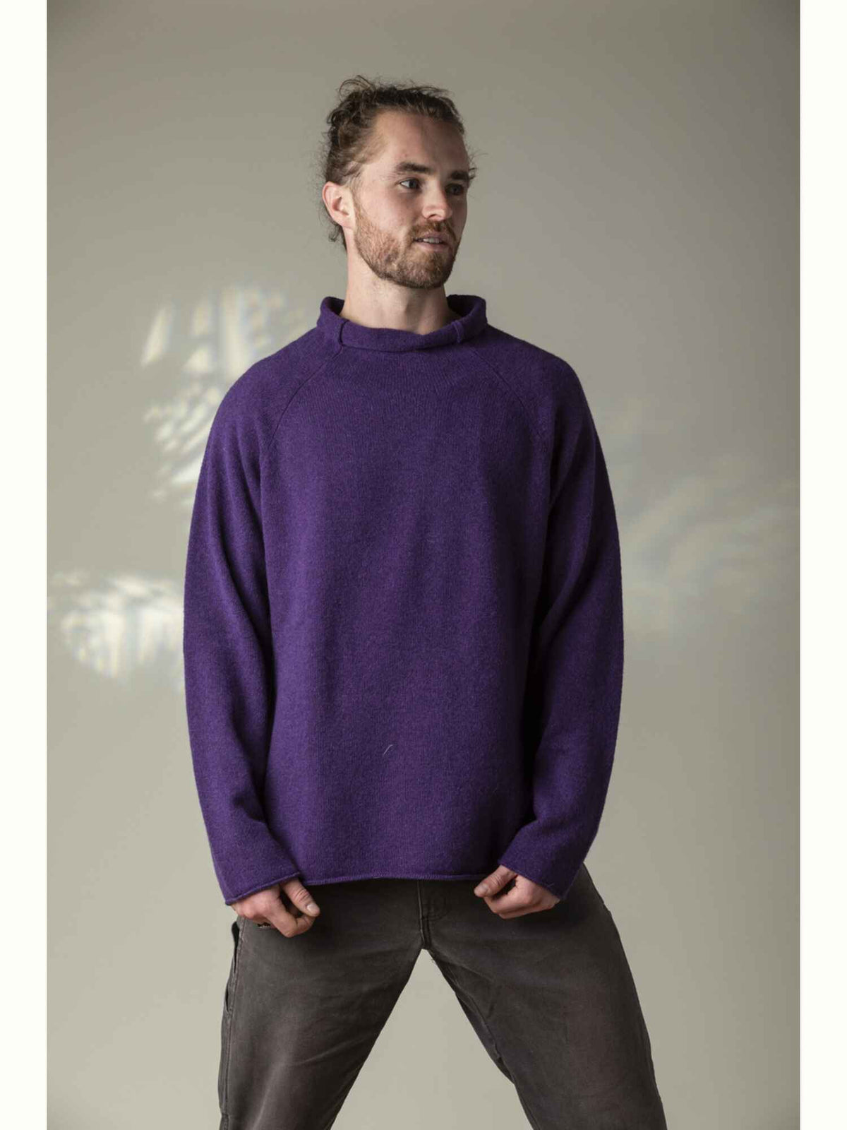 Corry Raglan Mens Sweater - Aubergine