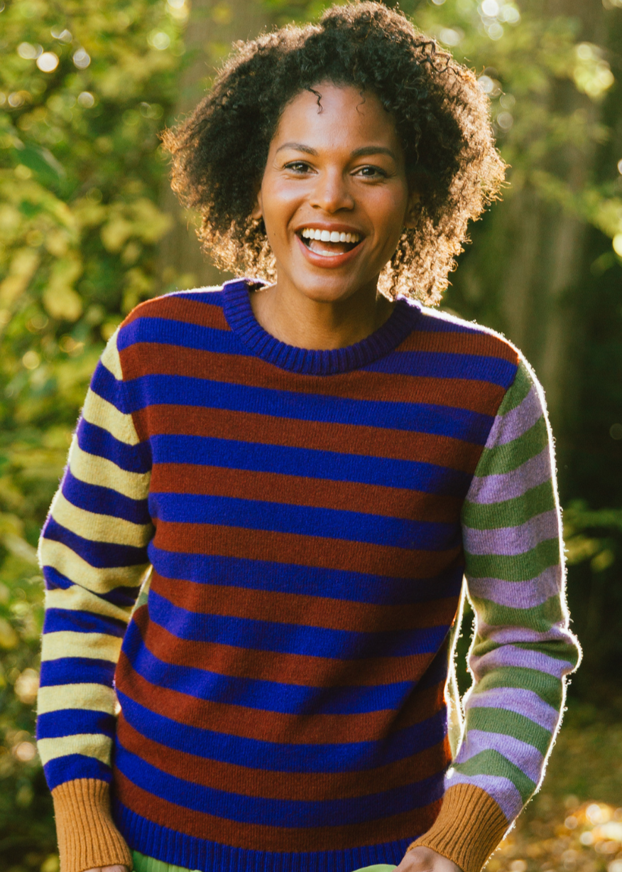 ERIBÉ Women's Reversible Stobo Stripe Sweater 100% Merino Wool
