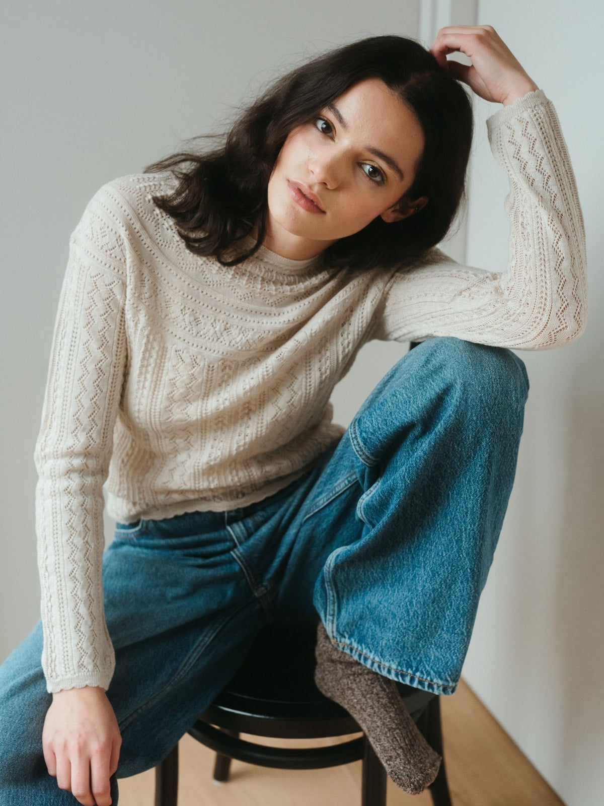 Vaila Lace Sweater - Oatmeal
