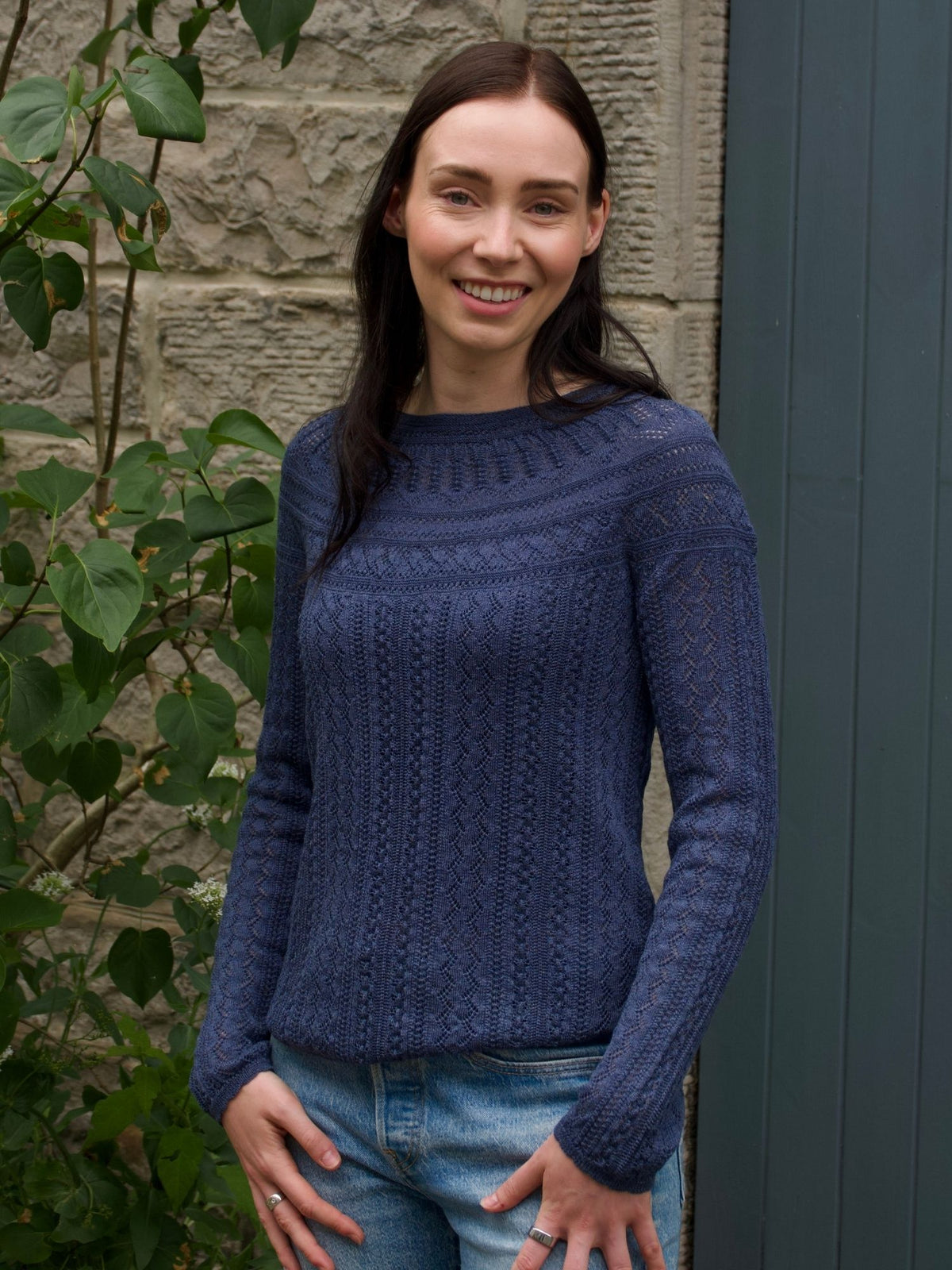 Vaila Lace Sweater Denim Blue