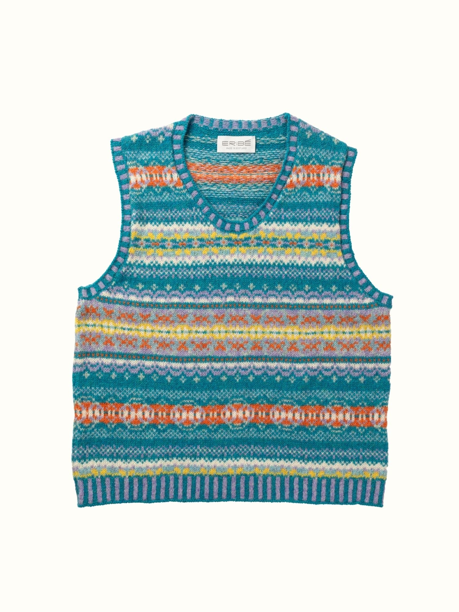 AIREI アイレイHAND STITCHED WOOL VEST ベスト ERIBÉ Westray Fairisle Wool Vest - Strachan Blue | Supersoft